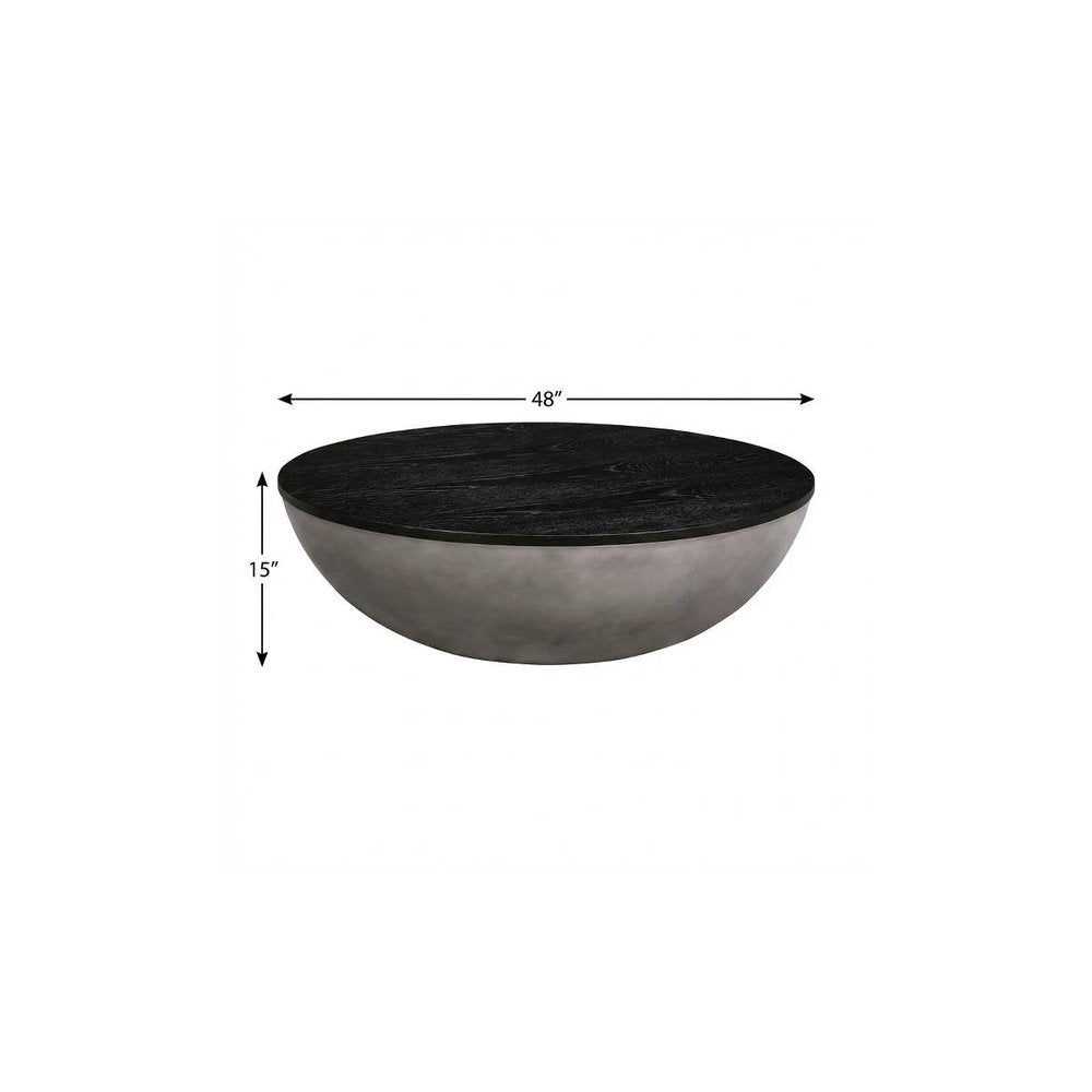 48" Black And Gray Solid Wood And Concrete Round Coffee Table HomeRoots