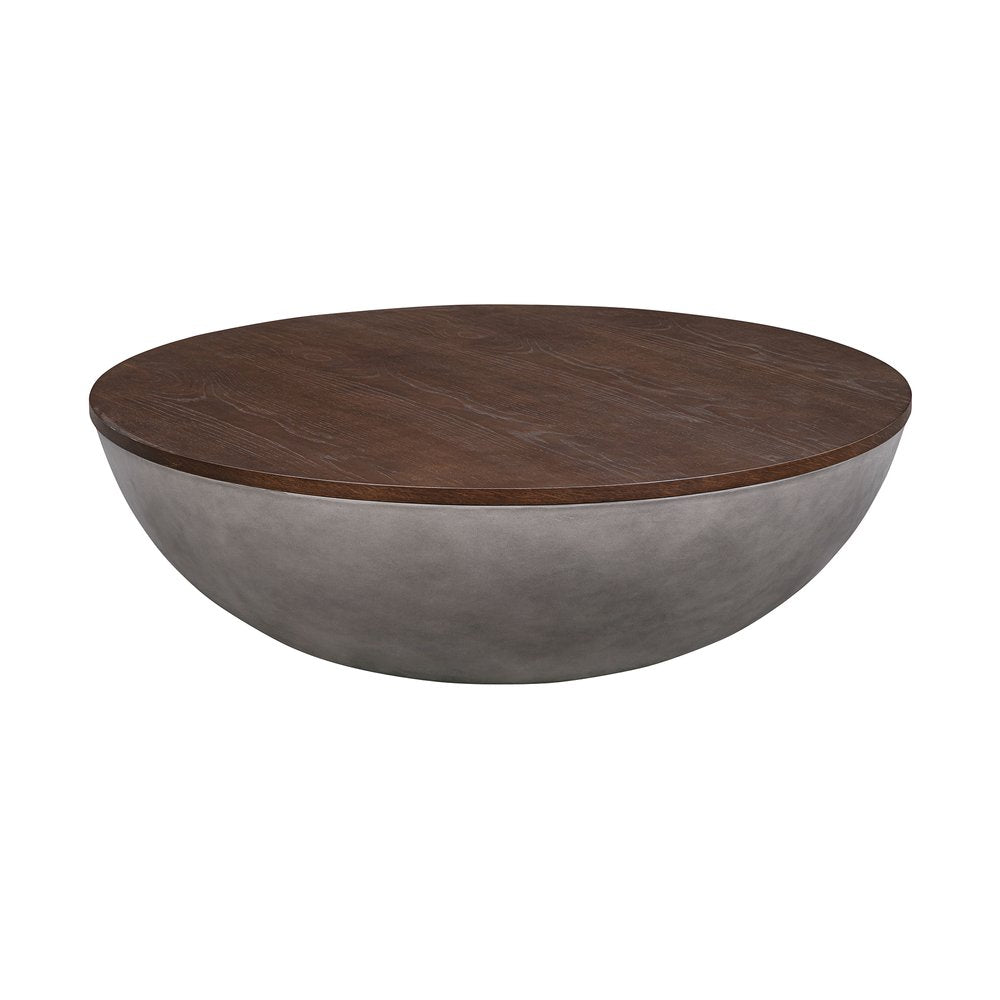 48" Brown And Gray Solid Wood And Concrete Round Coffee Table HomeRoots