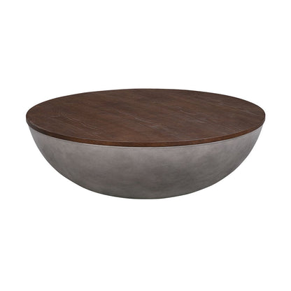48" Brown And Gray Solid Wood And Concrete Round Coffee Table HomeRoots
