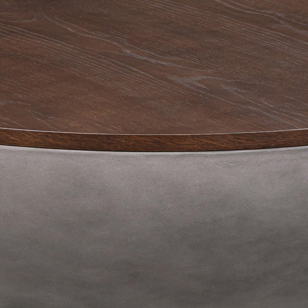 48" Brown And Gray Solid Wood And Concrete Round Coffee Table HomeRoots