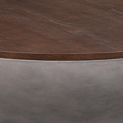 48" Brown And Gray Solid Wood And Concrete Round Coffee Table HomeRoots