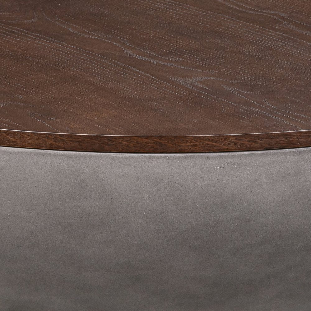 48" Brown And Gray Solid Wood And Concrete Round Coffee Table HomeRoots
