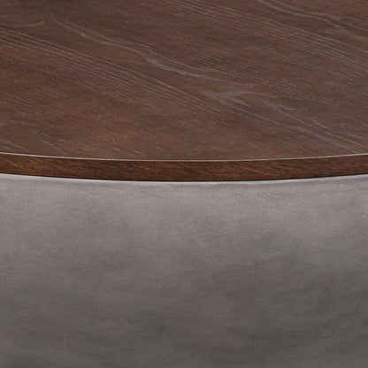 48" Brown And Gray Solid Wood And Concrete Round Coffee Table HomeRoots