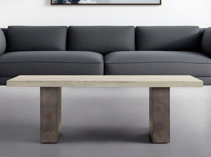24" Gray And Dark Gray Solid Wood And Concrete Coffee Table HomeRoots