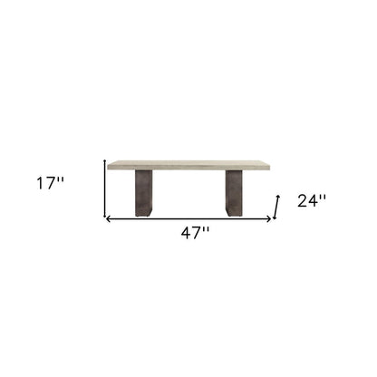 24" Gray And Dark Gray Solid Wood And Concrete Coffee Table HomeRoots