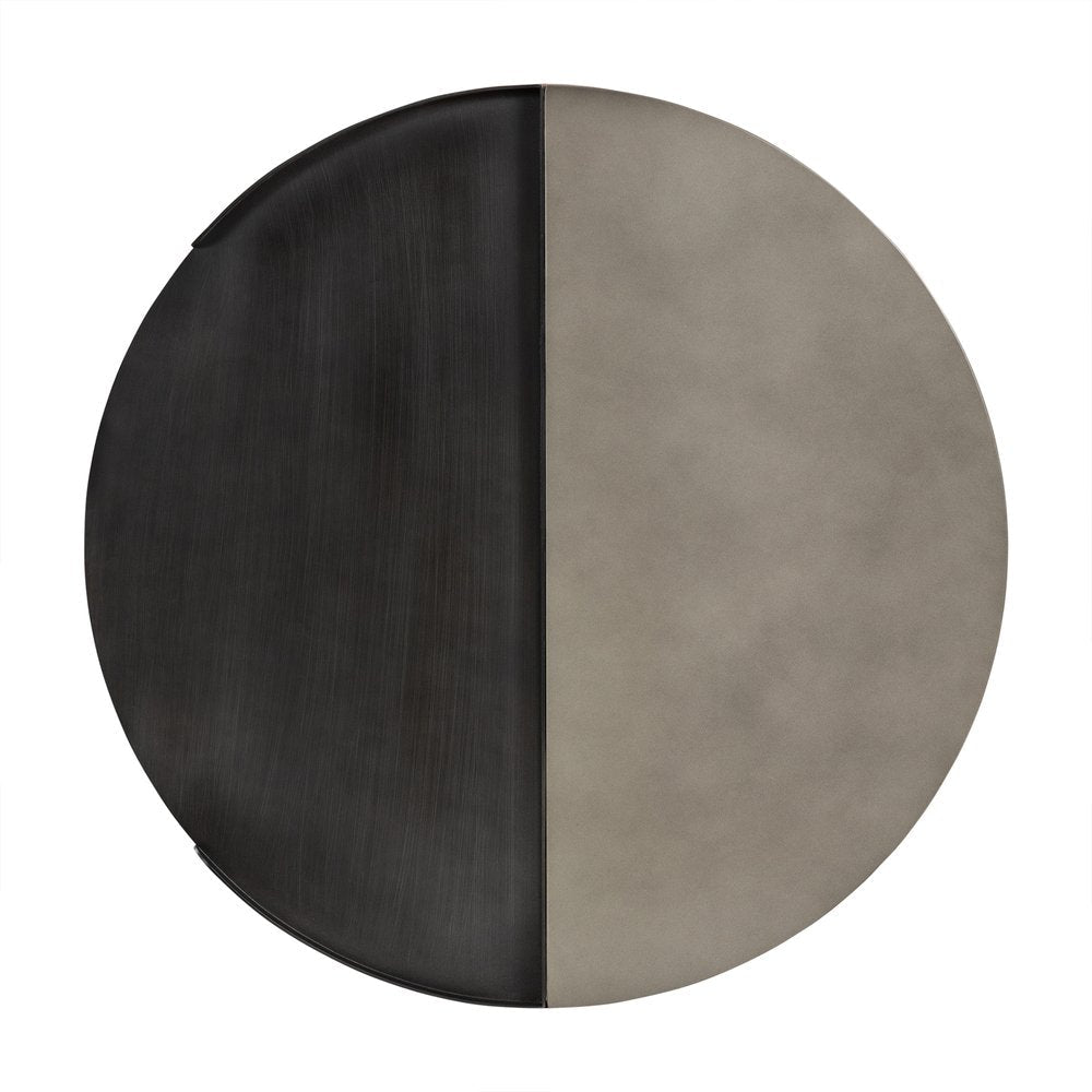32" Gray And Black Concrete And Metal Round Coffee Table HomeRoots