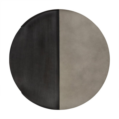 32" Gray And Black Concrete And Metal Round Coffee Table HomeRoots