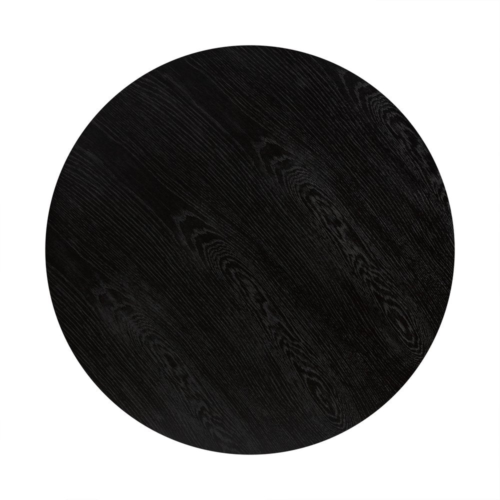 32" Black And Brown Solid Wood And Metal Round Coffee Table HomeRoots