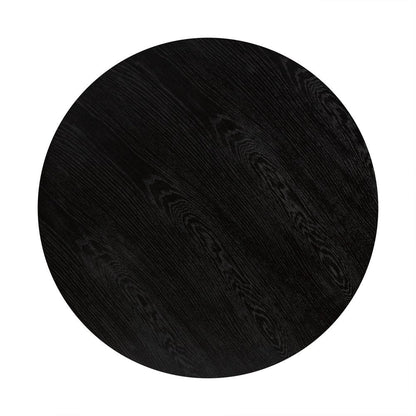 32" Black And Brown Solid Wood And Metal Round Coffee Table HomeRoots