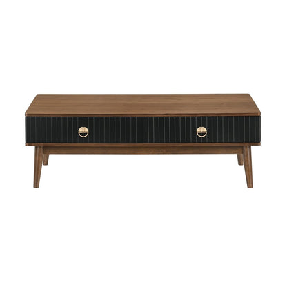 47" Brown And Black Coffee Table With Two Drawers HomeRoots