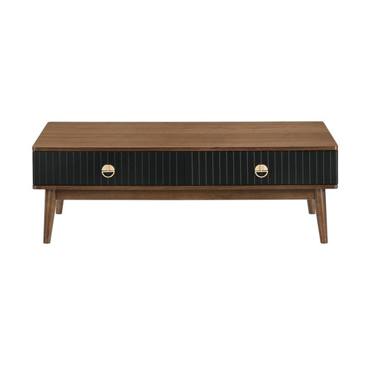 47" Brown And Black Coffee Table With Two Drawers HomeRoots