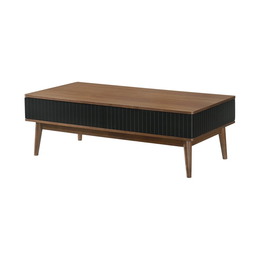 47" Brown And Black Coffee Table With Two Drawers — view 4