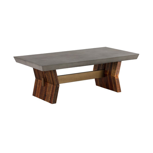 26" Gray And Brown Concrete And Solid Wood Coffee Table HomeRoots