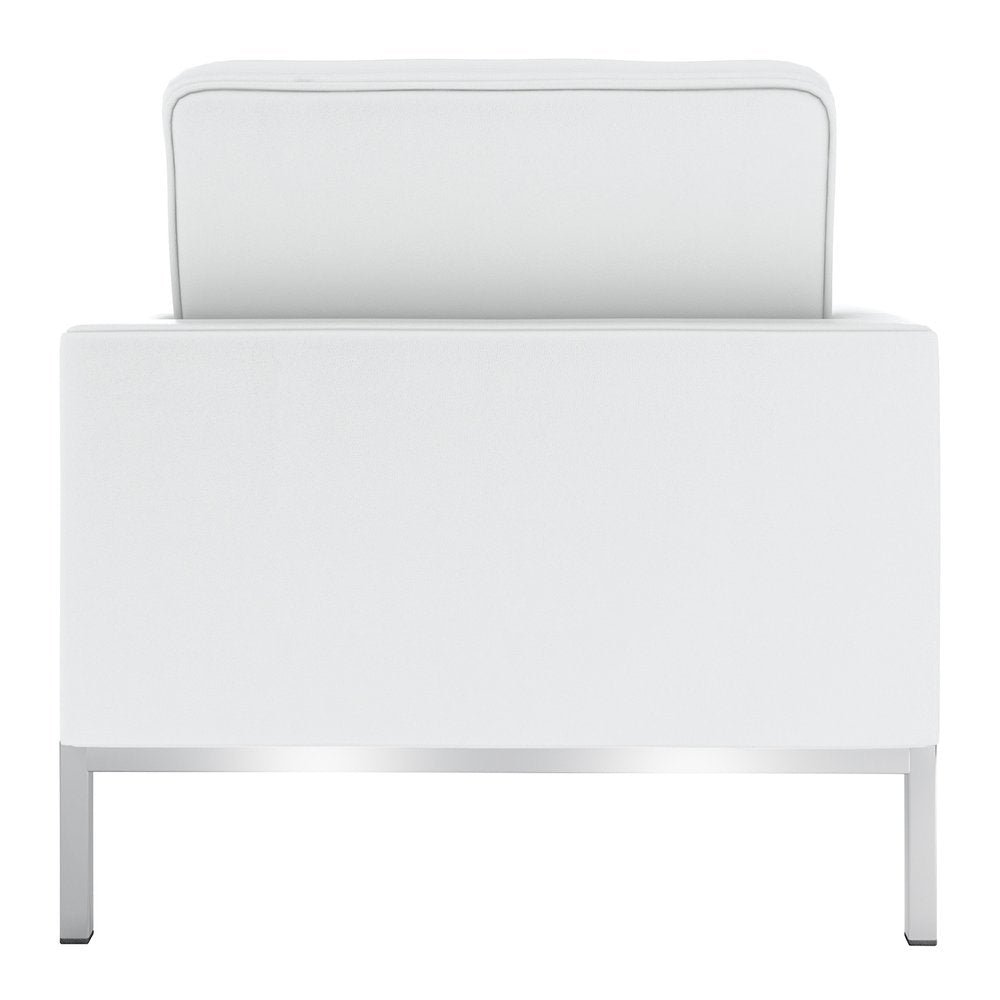 31" White and Silver Italian Leather Tufted Club Chair HomeRoots