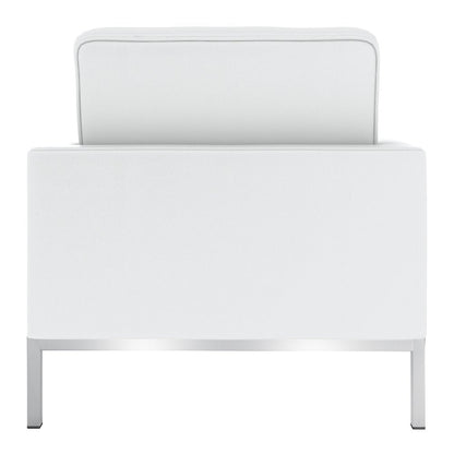 31" White and Silver Italian Leather Tufted Club Chair HomeRoots