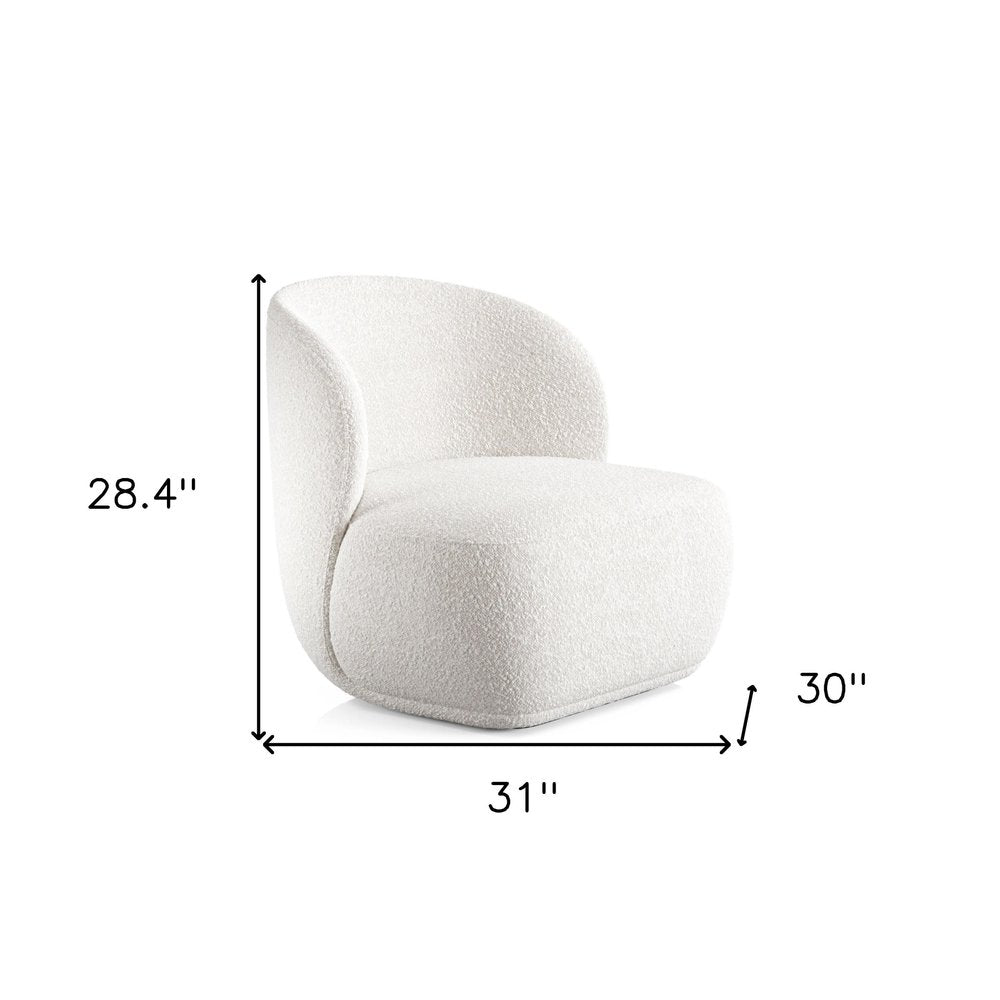 31" White Boucle Wingback Chair HomeRoots