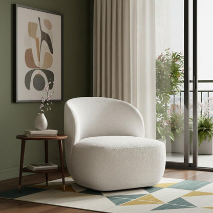 31" White Boucle Wingback Chair HomeRoots