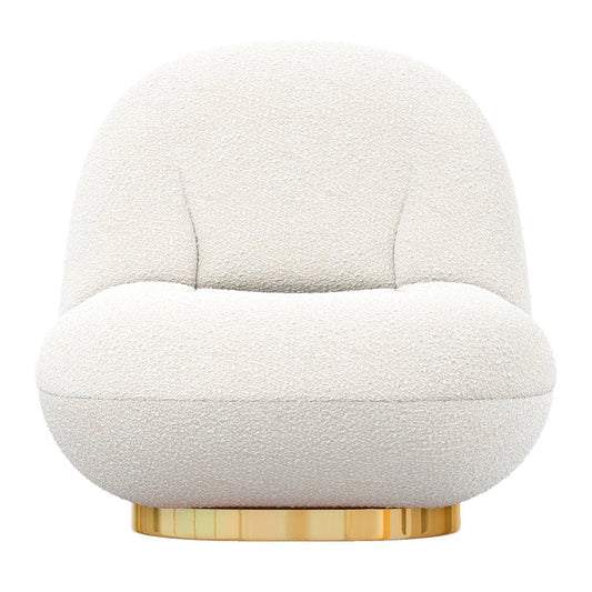 30" White and Gold Boucle Slipper Chair HomeRoots