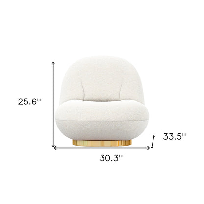 30" White And Gold Boucle Accent Chair