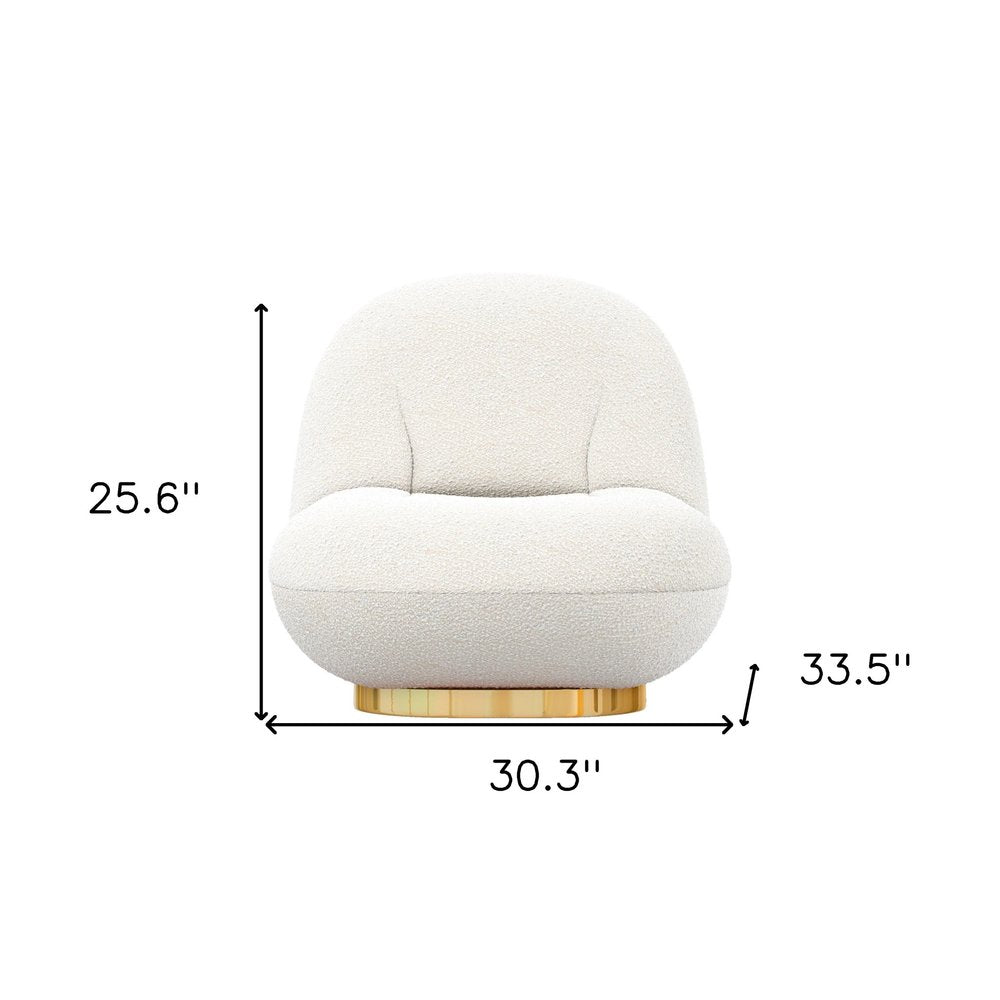 30" White and Gold Boucle Slipper Chair HomeRoots