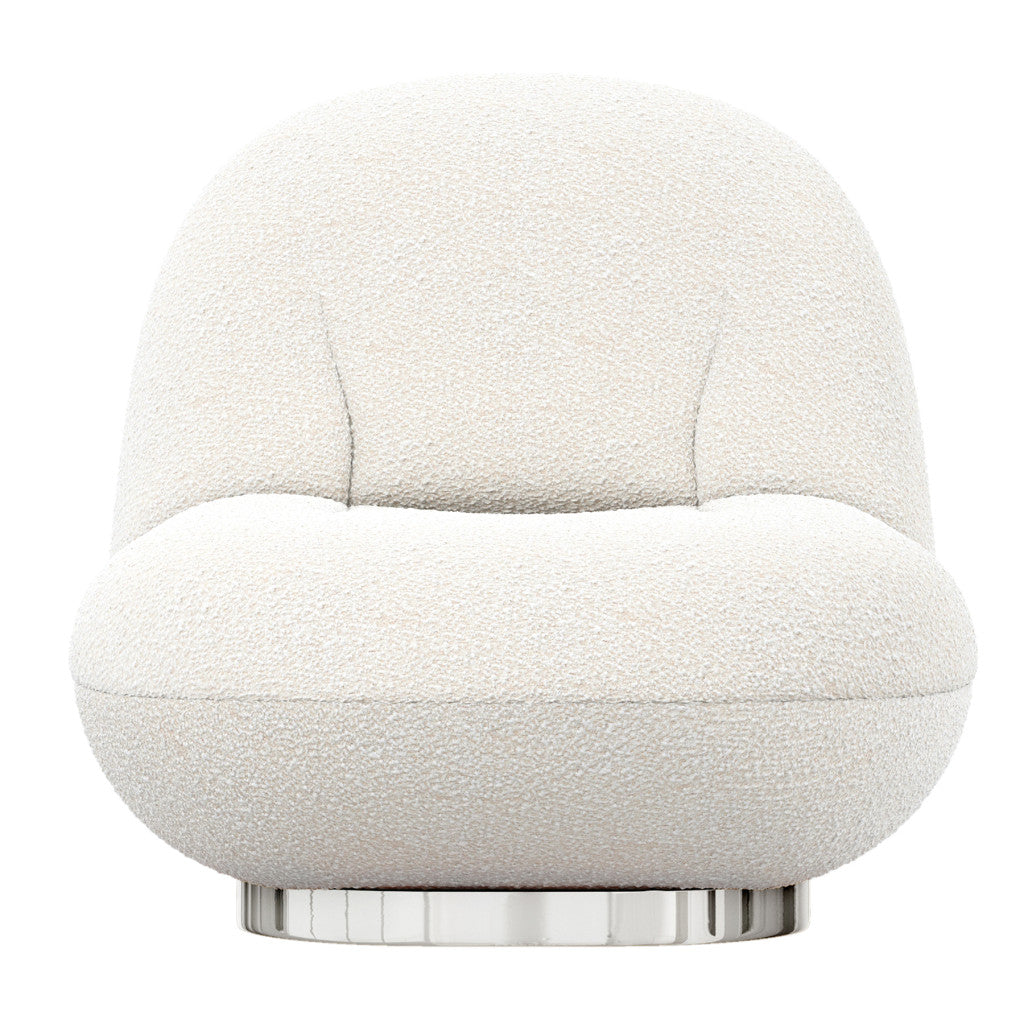 30" White And Silver Boucle Slipper Chair