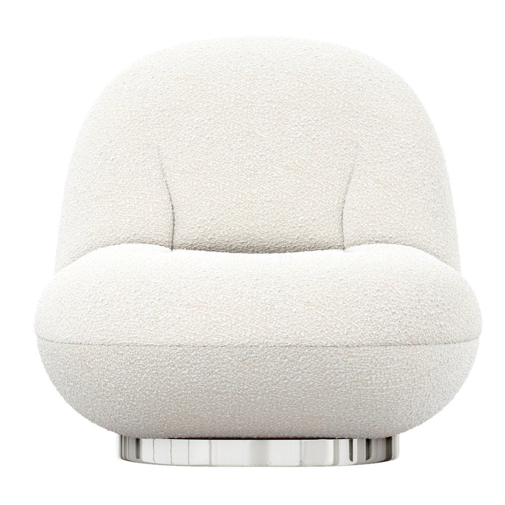 30" White and Silver Boucle Slipper Chair HomeRoots
