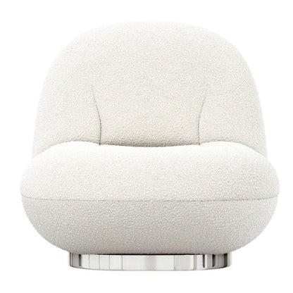 30" White and Silver Boucle Slipper Chair HomeRoots