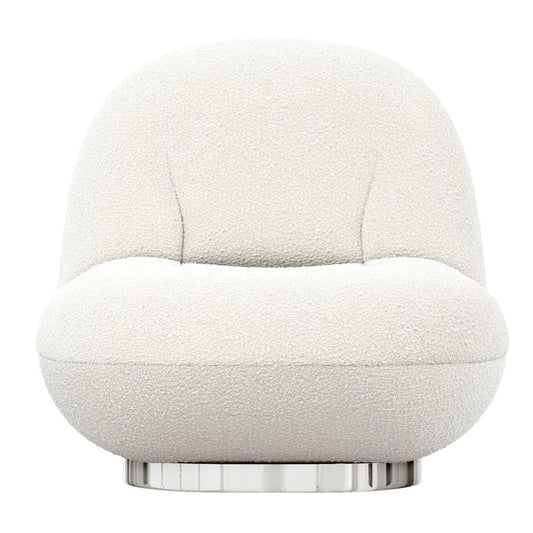 30" White and Silver Boucle Slipper Chair HomeRoots