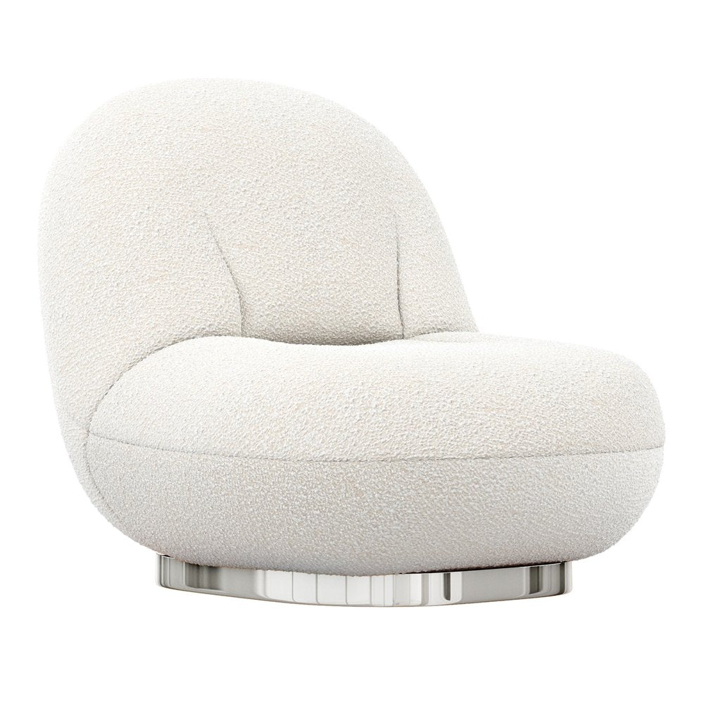 30" White and Silver Boucle Slipper Chair HomeRoots