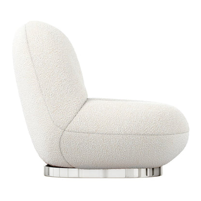 30" White and Silver Boucle Slipper Chair HomeRoots