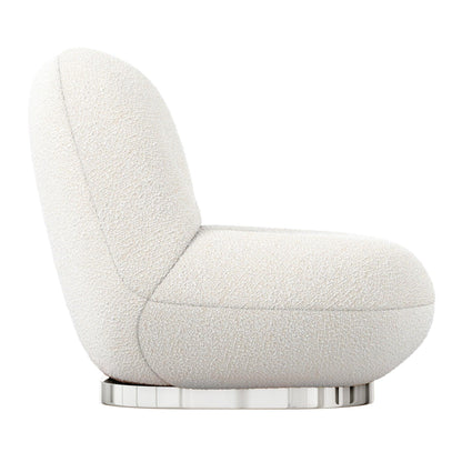30" White And Silver Boucle Slipper Chair - FurniFindUSA