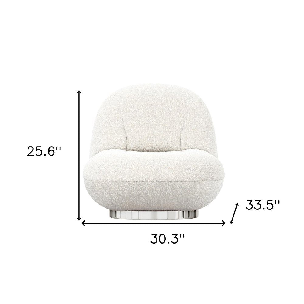 30" White and Silver Boucle Slipper Chair HomeRoots