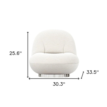 30" White and Silver Boucle Slipper Chair HomeRoots