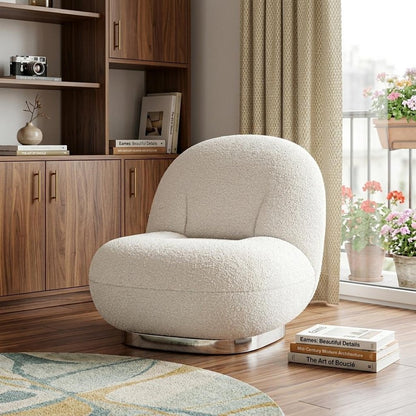 30" White and Silver Boucle Slipper Chair HomeRoots