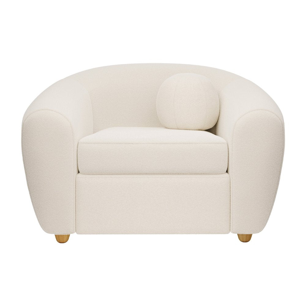 39" White and Natural Boucle Arm Chair HomeRoots