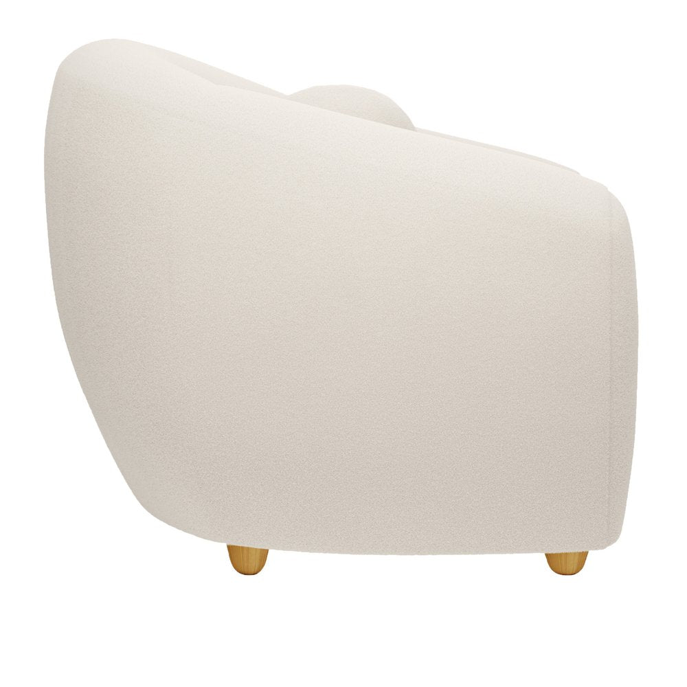 39" White and Natural Boucle Arm Chair HomeRoots