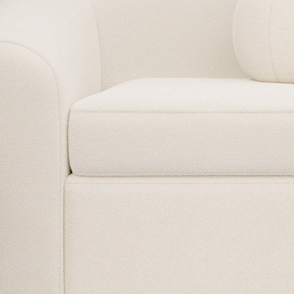39" White and Natural Boucle Arm Chair HomeRoots