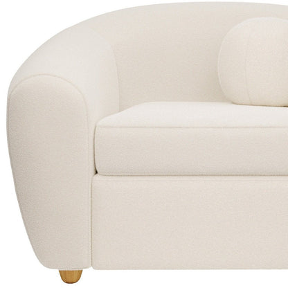 39" White and Natural Boucle Arm Chair HomeRoots