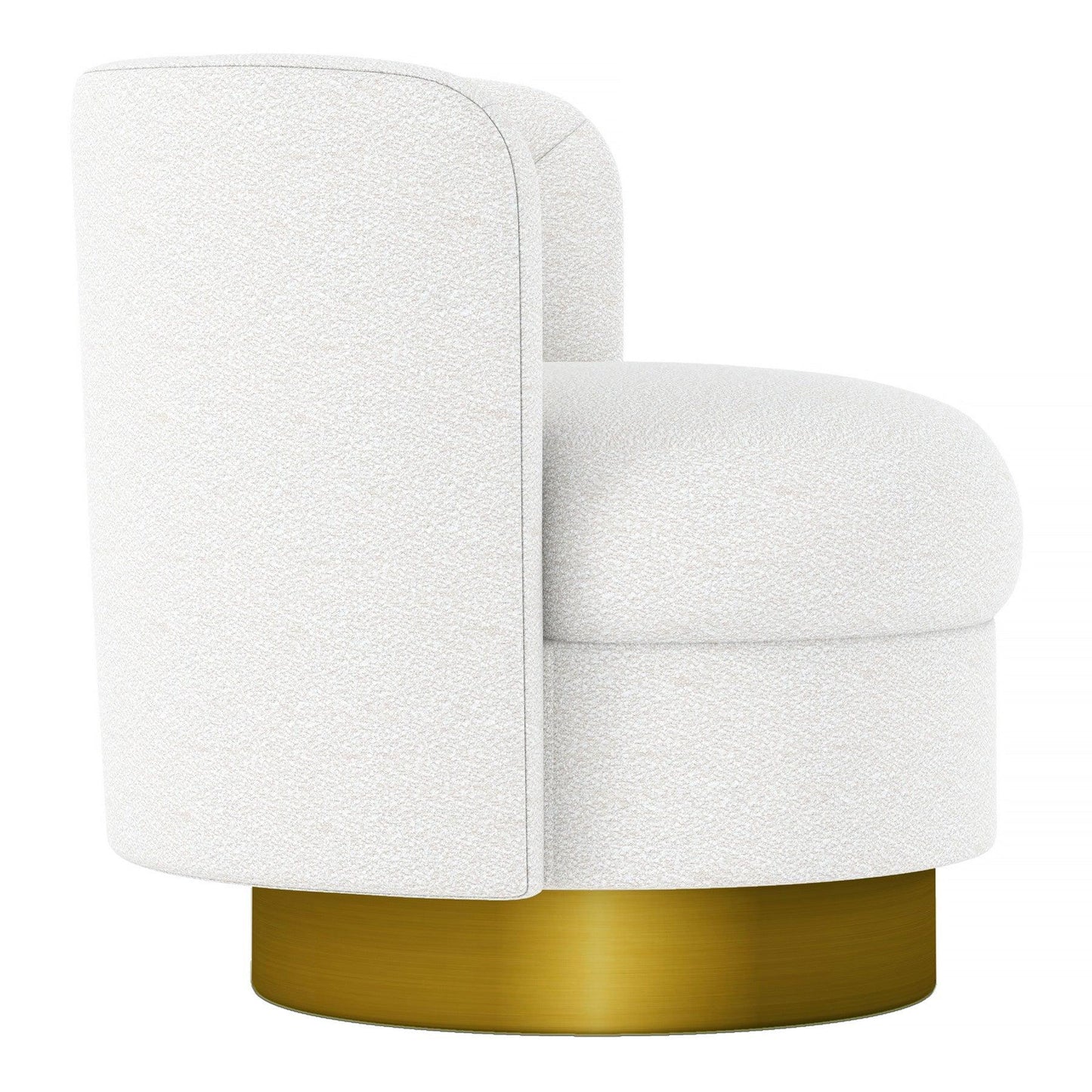 28" White And Gold Boucle Swivel Slipper Chair - FurniFindUSA