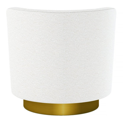 28" White and Gold Boucle Swivel Barrel Chair HomeRoots