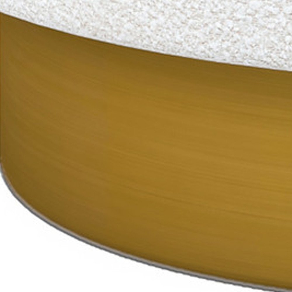 28" White and Gold Boucle Swivel Barrel Chair HomeRoots