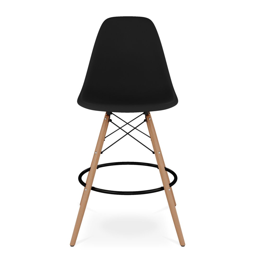 28" Black And Brown Heavy Duty Plastic And Solid Wood Counter Height Bar Chair HomeRoots