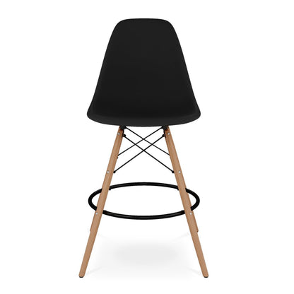 28" Black And Brown Heavy Duty Plastic And Solid Wood Counter Height Bar Chair HomeRoots