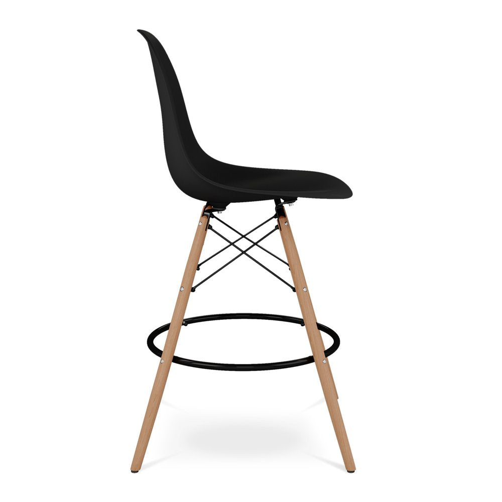 28" Black And Brown Heavy Duty Plastic And Solid Wood Counter Height Bar Chair HomeRoots