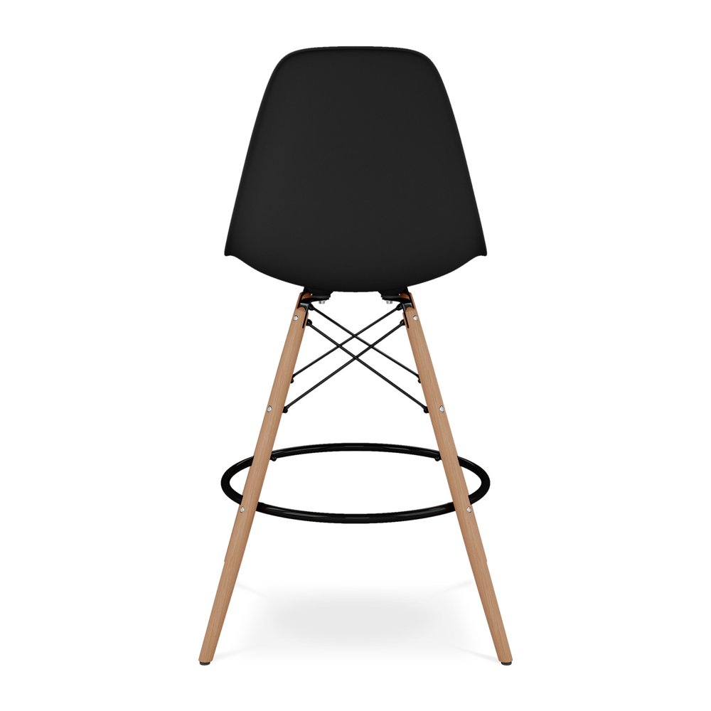 28" Black And Brown Heavy Duty Plastic And Solid Wood Counter Height Bar Chair HomeRoots