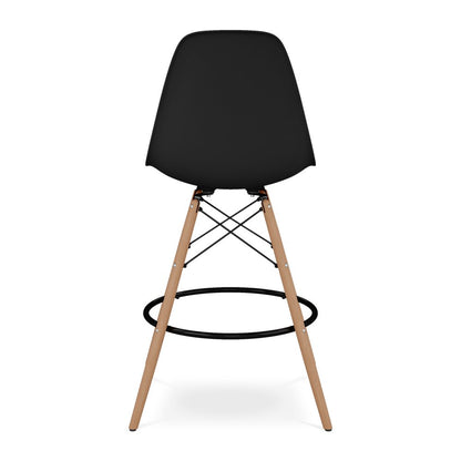 28" Black And Brown Heavy Duty Plastic And Solid Wood Counter Height Bar Chair HomeRoots