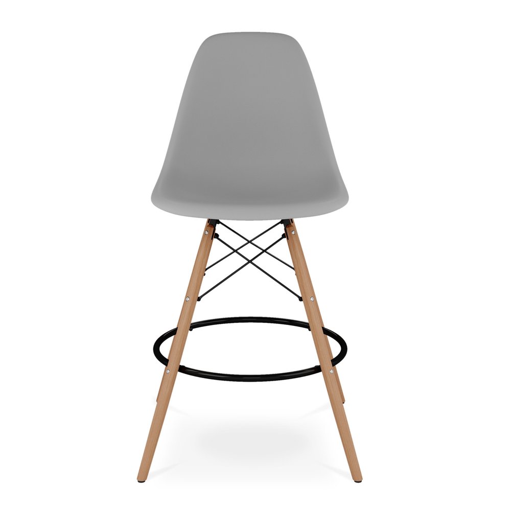 28" Gray And Brown Heavy Duty Plastic And Solid Wood Counter Height Bar Chair HomeRoots