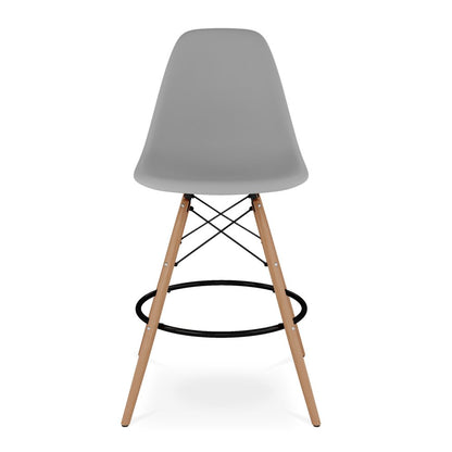 28" Gray And Brown Heavy Duty Plastic And Solid Wood Counter Height Bar Chair HomeRoots
