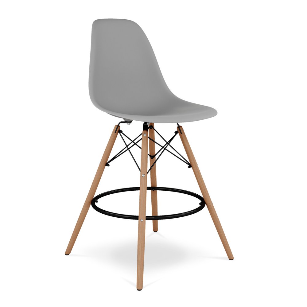 28" Gray And Brown Heavy Duty Plastic And Solid Wood Counter Height Bar Chair HomeRoots
