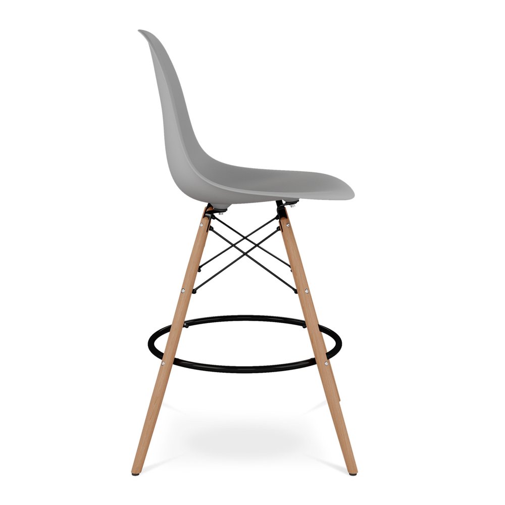 28" Gray And Brown Heavy Duty Plastic And Solid Wood Counter Height Bar Chair HomeRoots